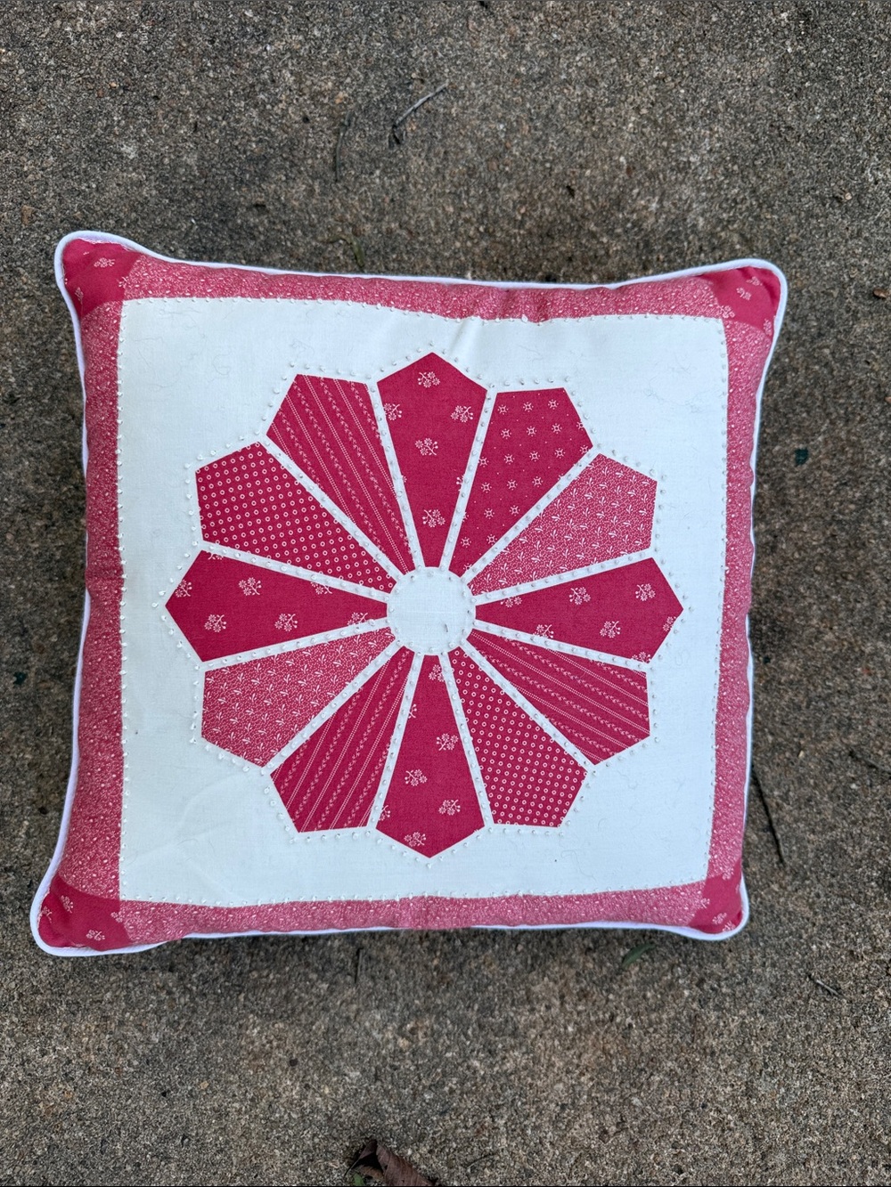 Vintage Pink Floral Dresden Plate Decorative Pillow quilt pattern cottage Shrek